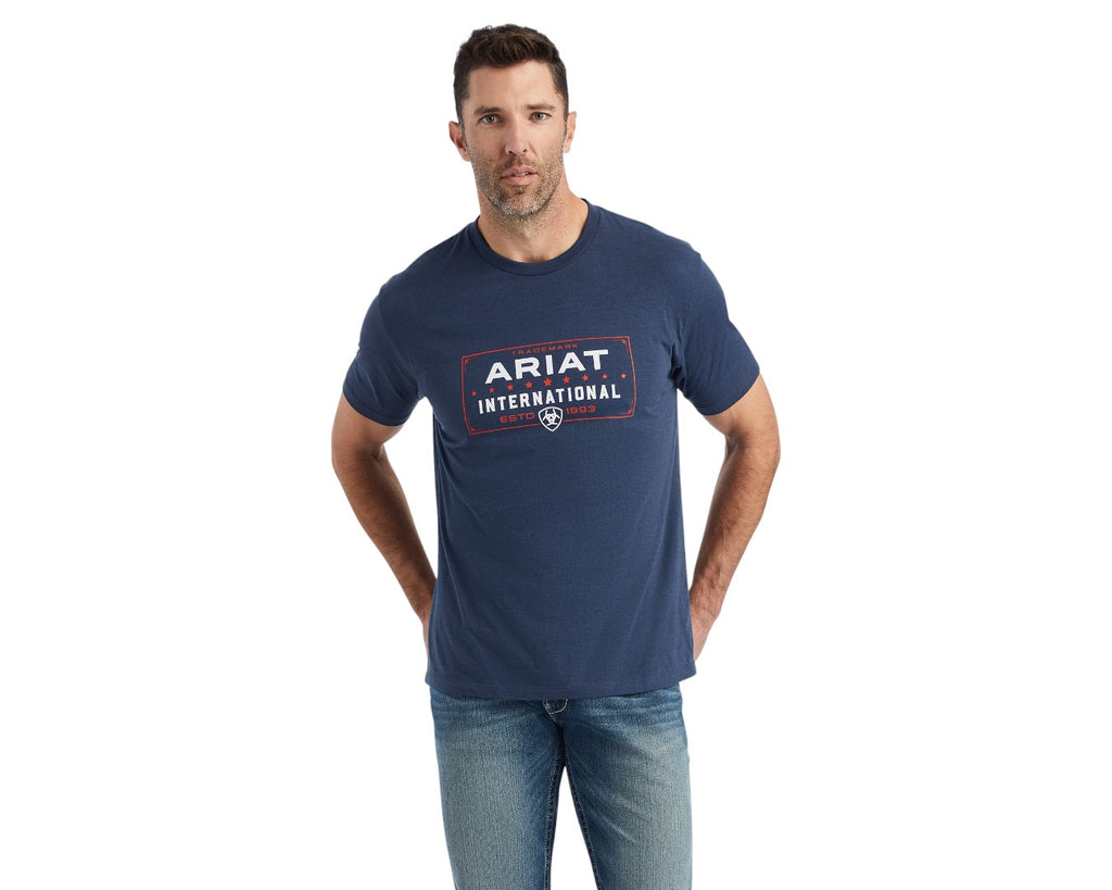 Ariat Western Lock Up Tee in Navy - super soft with the right amount of stretch, this logo tee is an instant staple