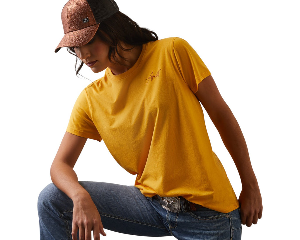 Ariat Real Cool Cow Tee in Yolk Yellow