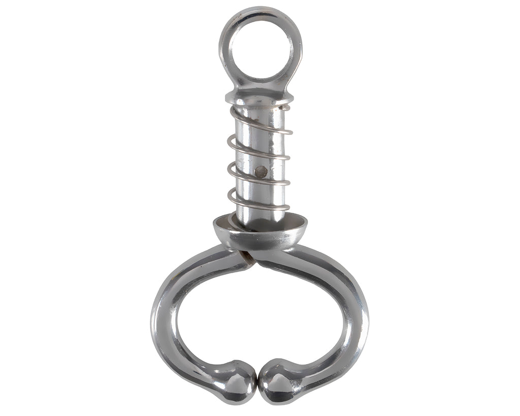 A chrome-plated steel bull leader, a sturdy and reliable tool for handling and leading bulls.