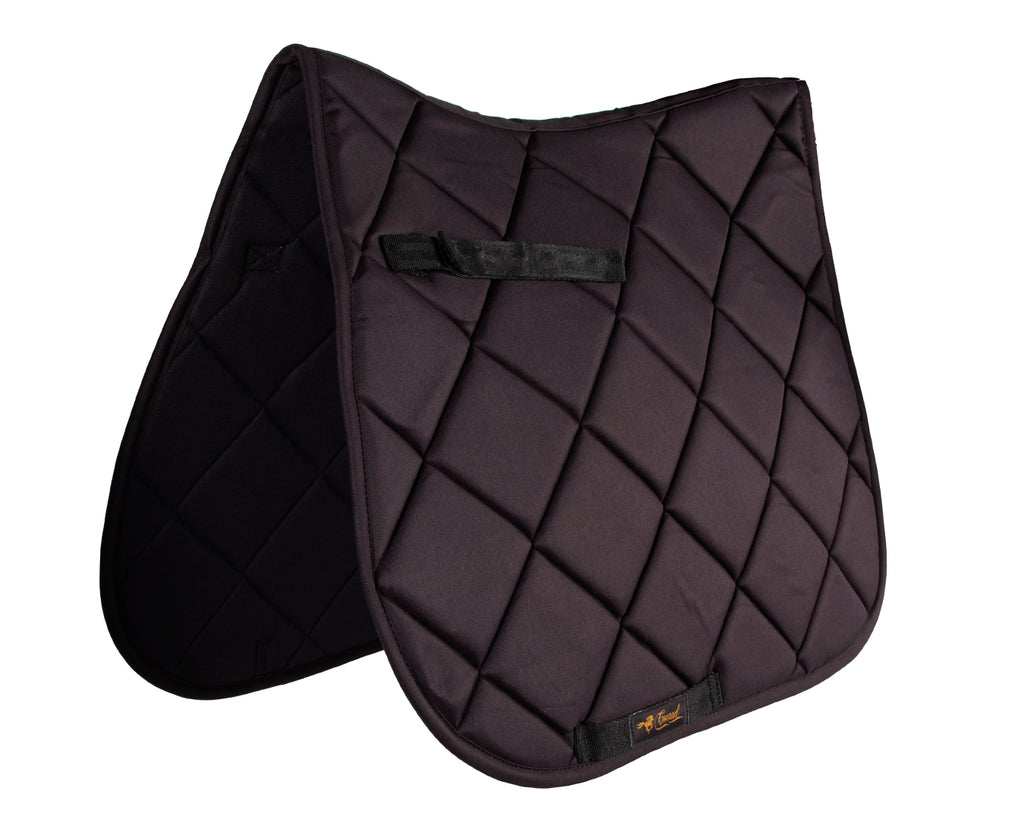 Conrad Basic General Purpose Saddle Pad - A black, contoured saddle pad with traditional quilted design, lightweight and breathable fabric, and a comfortable fit. Available in full size.