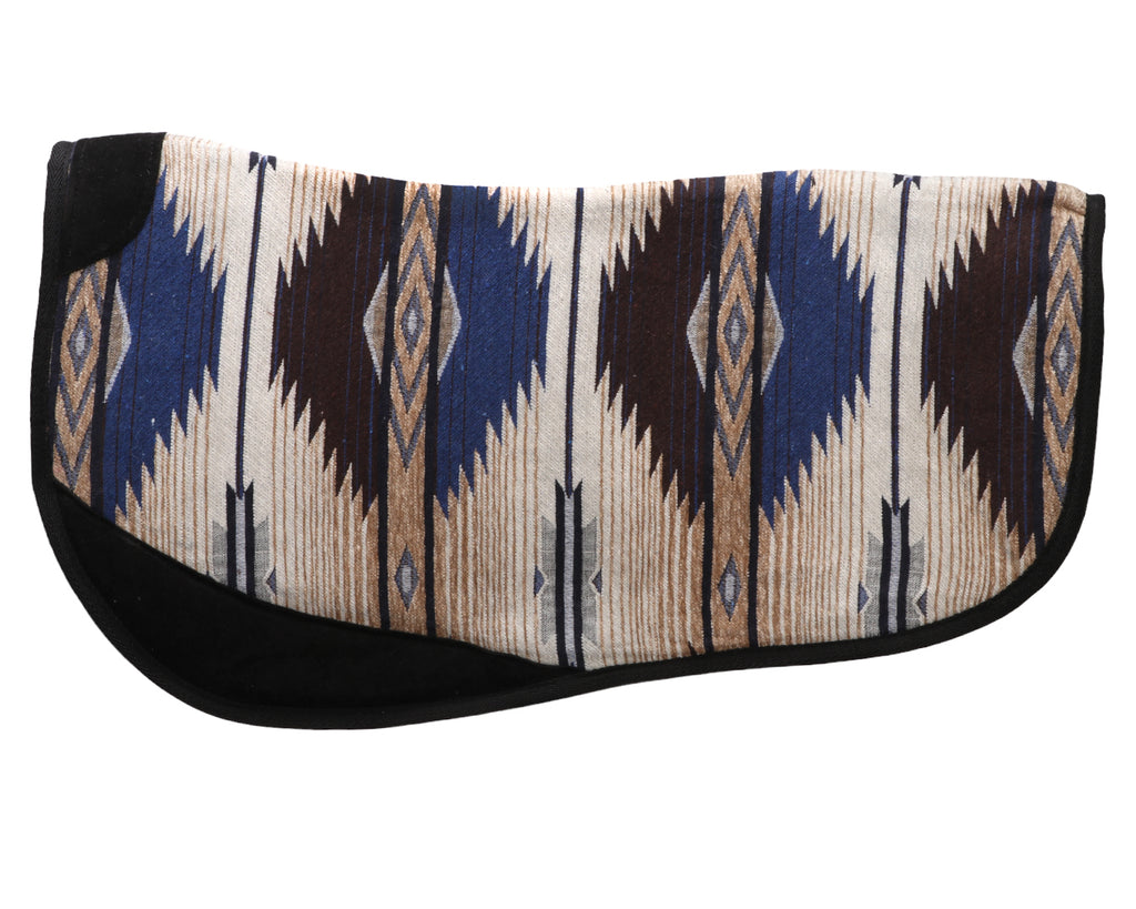 Fort Worth Barrel Race Contoured Saddle Pad - 28" x 28" in Blue/Chocolate