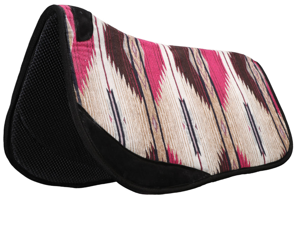 Fort Worth Barrel Race Contoured Saddle Pad - 28" x 28" in pink/chocolate