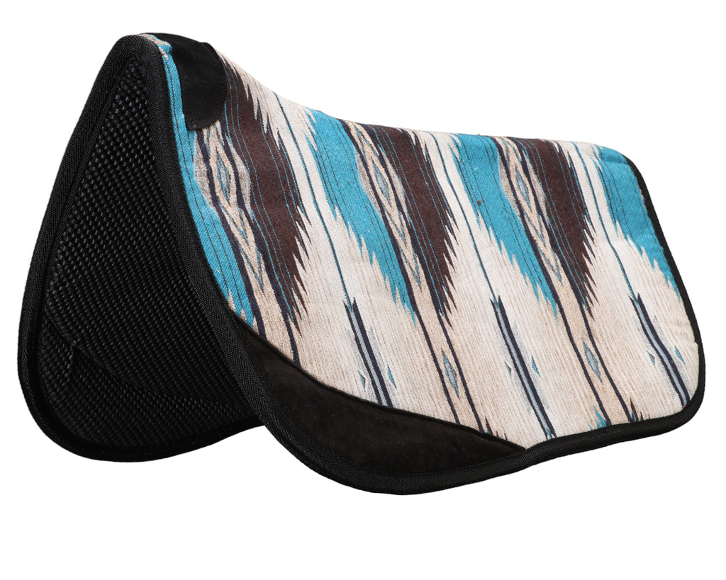 Fort Worth Barrel Race Contoured Saddle Pad - 28" x 28" in Turquoise/Chocolate