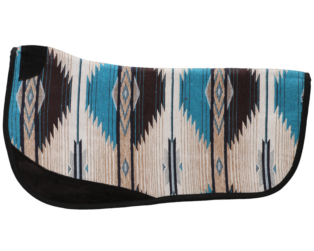 Fort Worth Barrel Race Contoured Saddle Pad - 28" x 28" in Turquoise/Chocolate