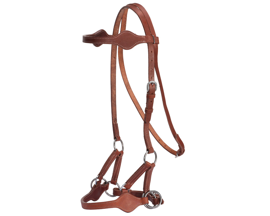 Fort Worth Nodin Side Pull Headstall Harness: Premium-quality equestrian accessory crafted with attention to detail. Shop now at Greg Grant Saddlery for high-end equine products.