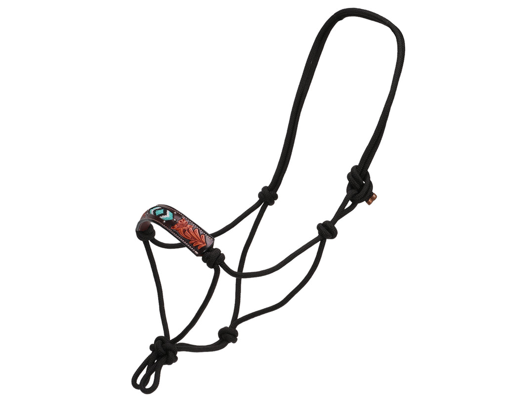 Fort Worth Rope Halter with Leather Noseband featuring Sunflower pattern