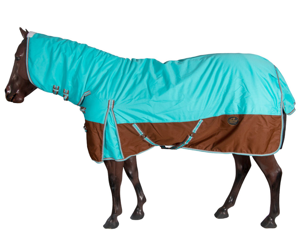 The Conrad Horse Rug Combo - 1200 Denier outer, 200-gram polyfill, seamless design, large shoulder gussets, tented tail flap. High-quality hardware. Keep your horse warm and dry. Shop at Greg Grant Saddlery.