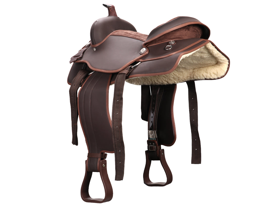 Texas-Tack Synthetic Western Saddle, image from back of saddle