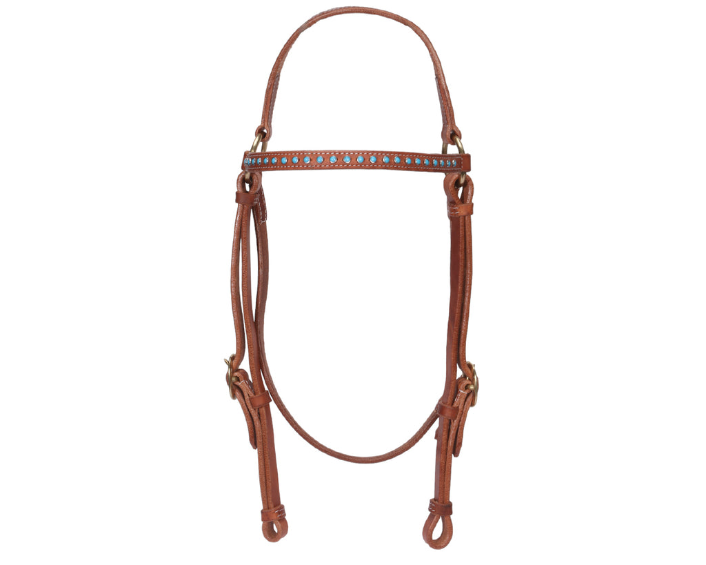Fort Worth Barcoo Bridle w/Turquoise Stone - Harness Leather