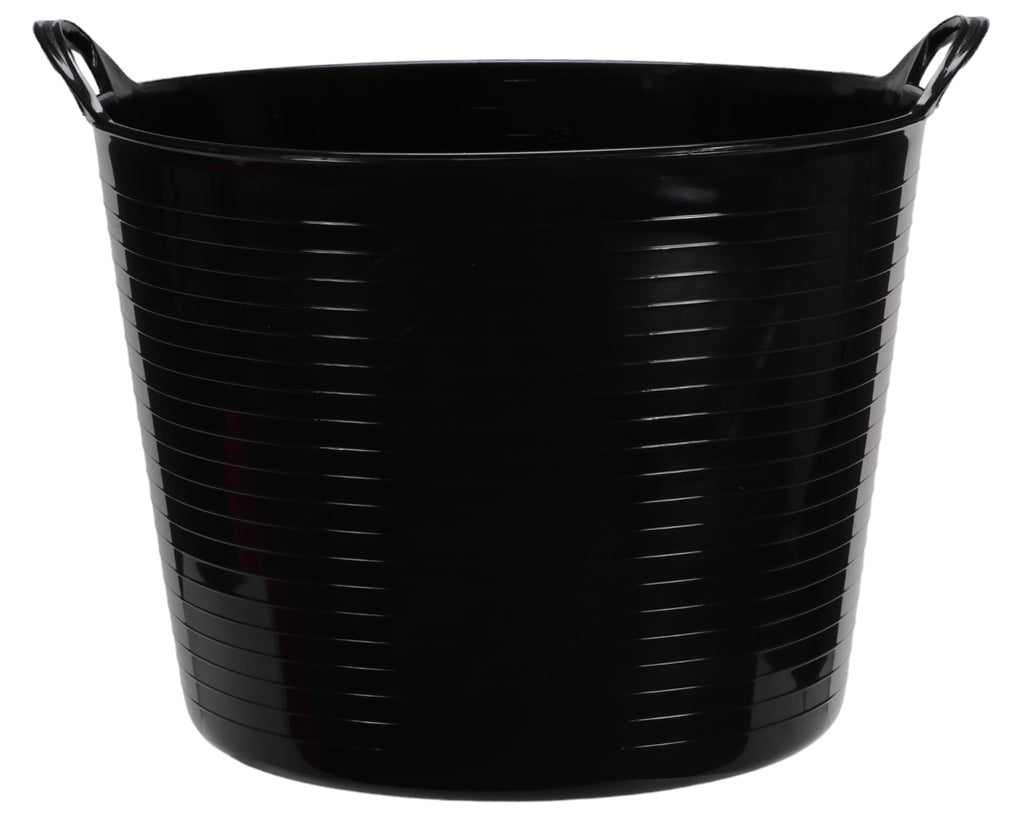 Tuffys Unbreakable Tub 42L in black suitable for the toughest of stable needs, feeding horses and paddock use