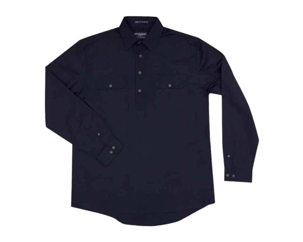 Just Country Cameron Half Button Work Shirt with Dual breast pockets that comes in a Brown colour.