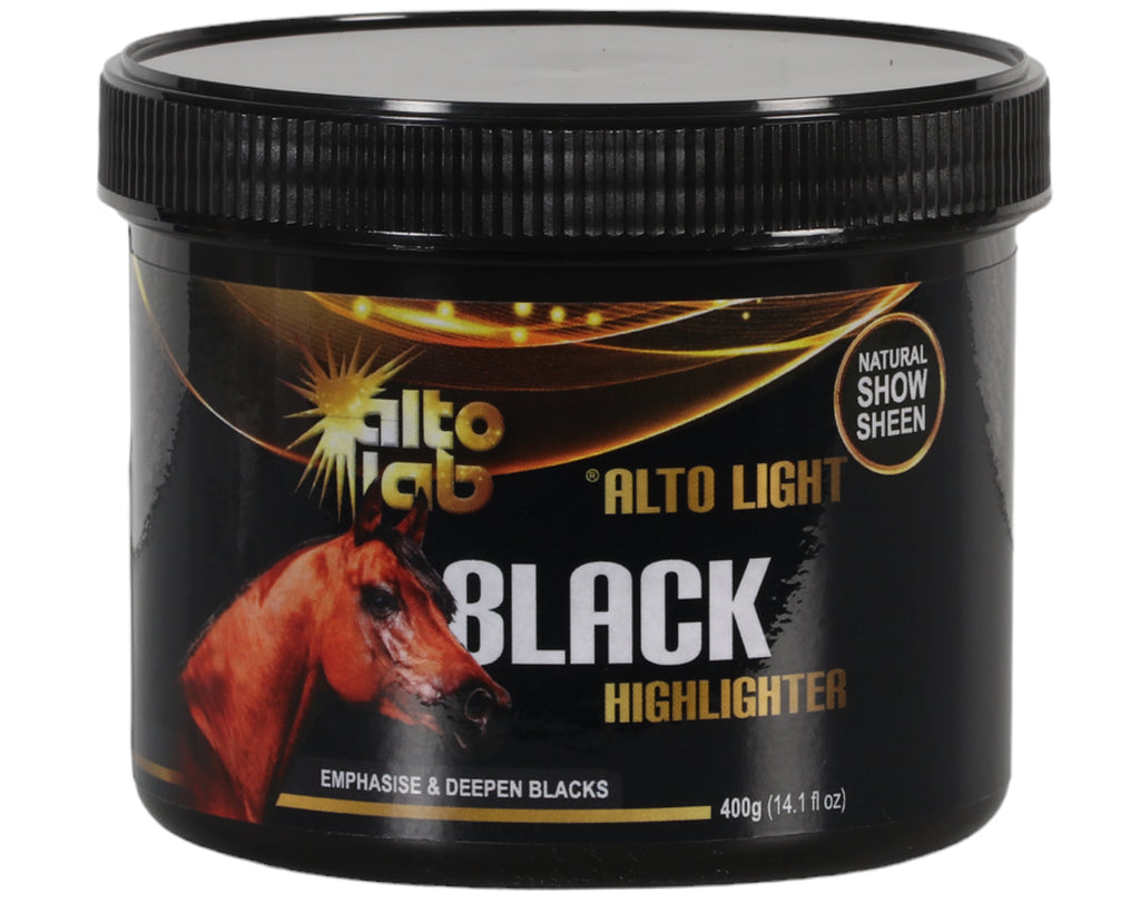 Alto Highlighters for horses and ponies - Black 400g a unique blend of natural oils, lanolin and glycerine for adding deep highlights to eye and muzzle areas