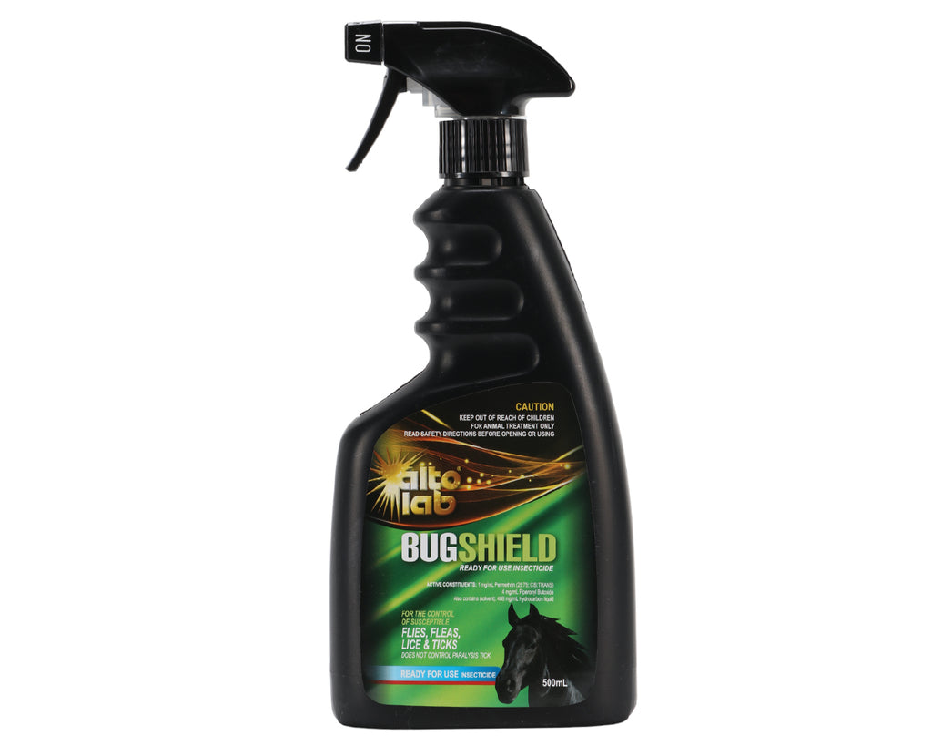 Alto Lab Bugshield Insect Repellent 500mL - our ultimate solution for safeguarding your horse from the nuisance of biting flies and other bothersome bugs
