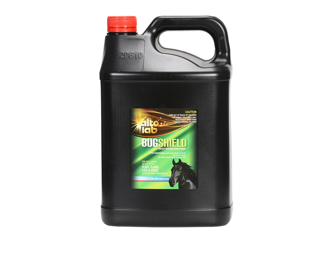 Large 5 litre value container of Alto Lab Bugshield Insect Repellent to protect horses and ponies against flies and insects