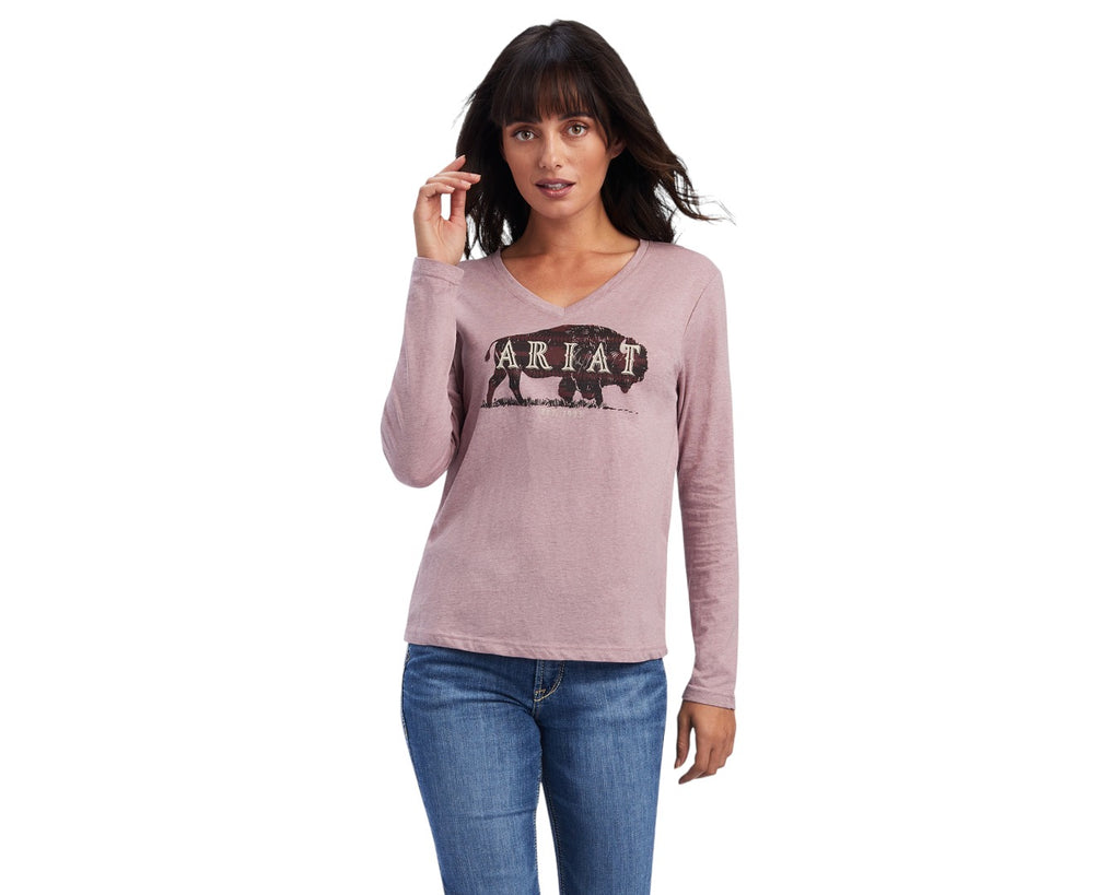 Ariat Ladies Real Relaxed Tee in Pink - supersoft jersey fabric and a relaxed fit are the heroes of this easy, everyday staple