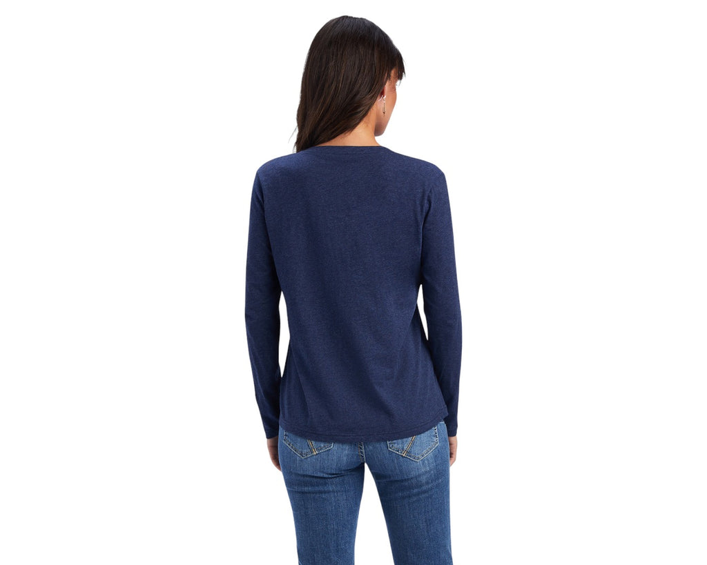 Ariat Ladies Real Relaxed Tee in Navy - bold Ariat logo on the chest, it's perfect for work and play