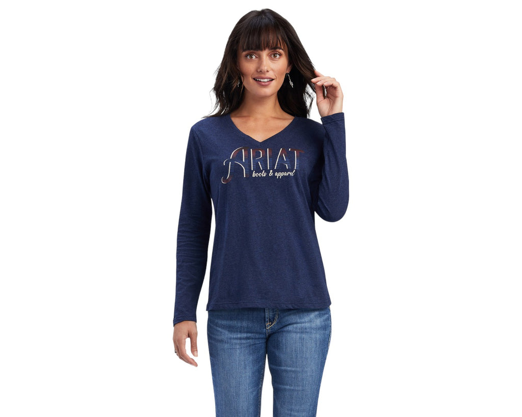 Ariat Ladies Real Relaxed Tee in Navy - supersoft jersey fabric and a relaxed fit are the heroes of this easy, everyday staple