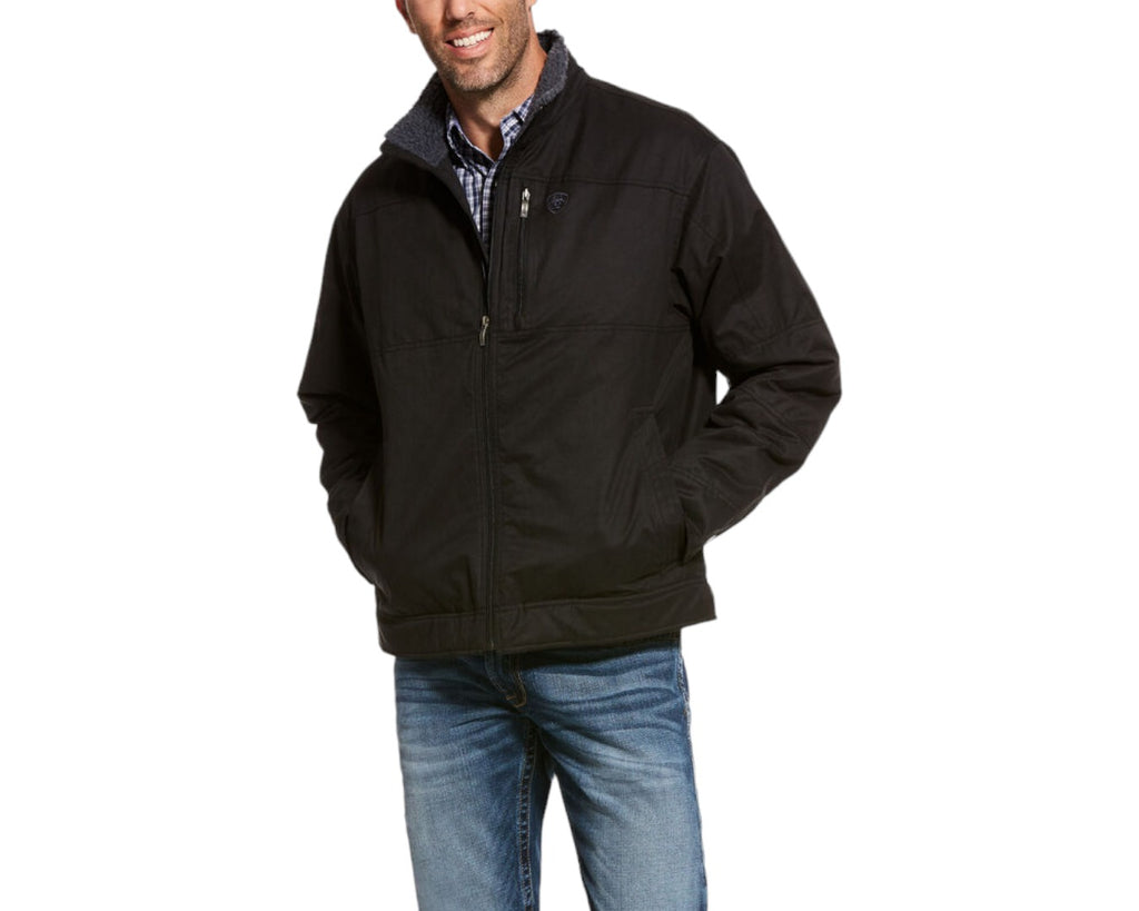 Ariat Grizzly Canvas Insulated Jacket in a Black colour with a zip breast pocket and an Ariat logo. Comes in a water resistant material