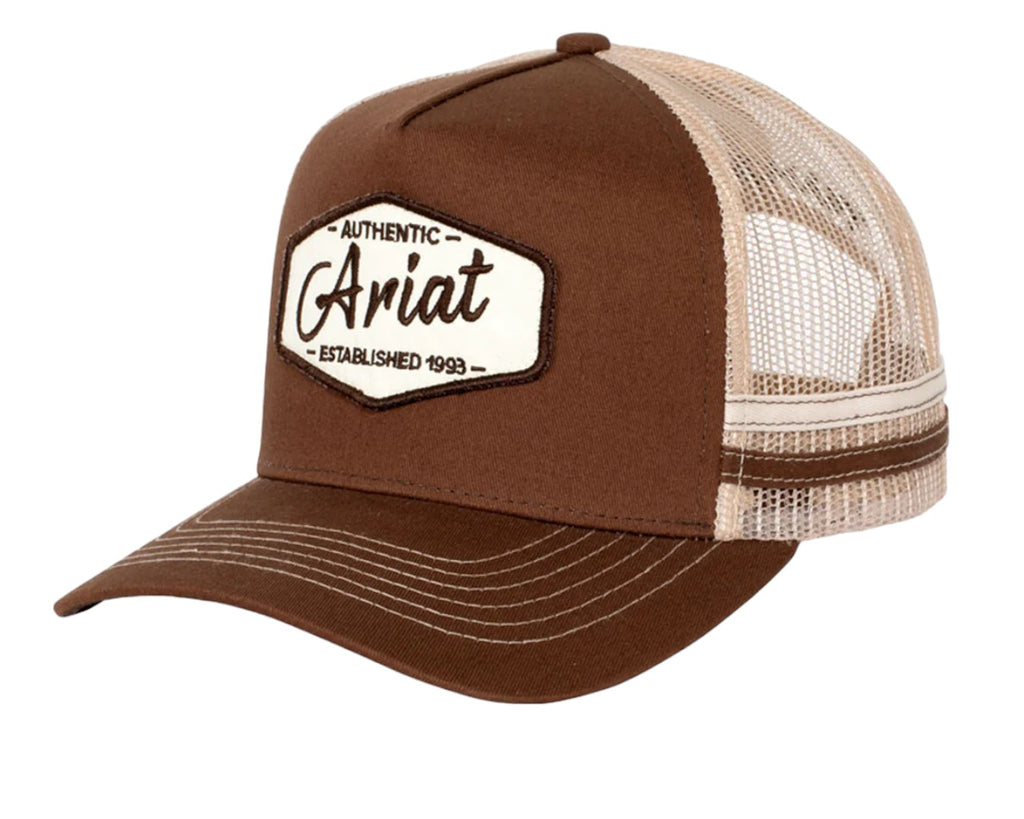Ariat Est Patch Trucker Cap in Brown - Adjustable Snap Back Closure