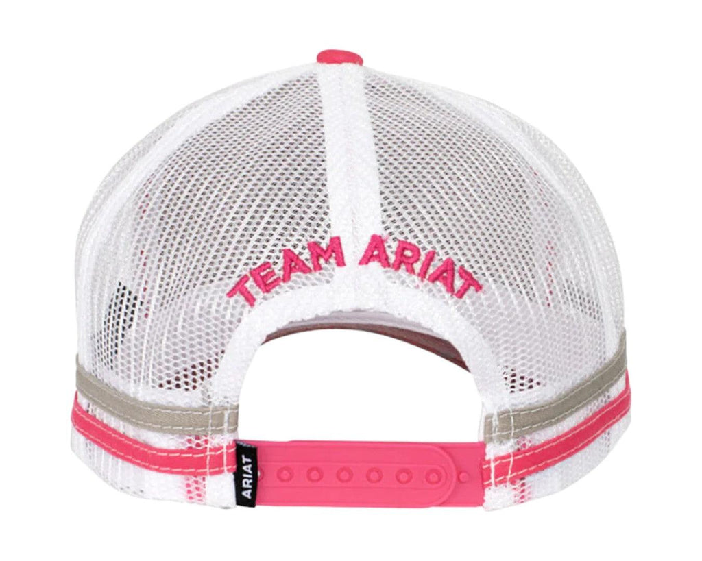 Ariat Est Patch Trucker Cap in Raspberry - Ariat Est Badge on Front