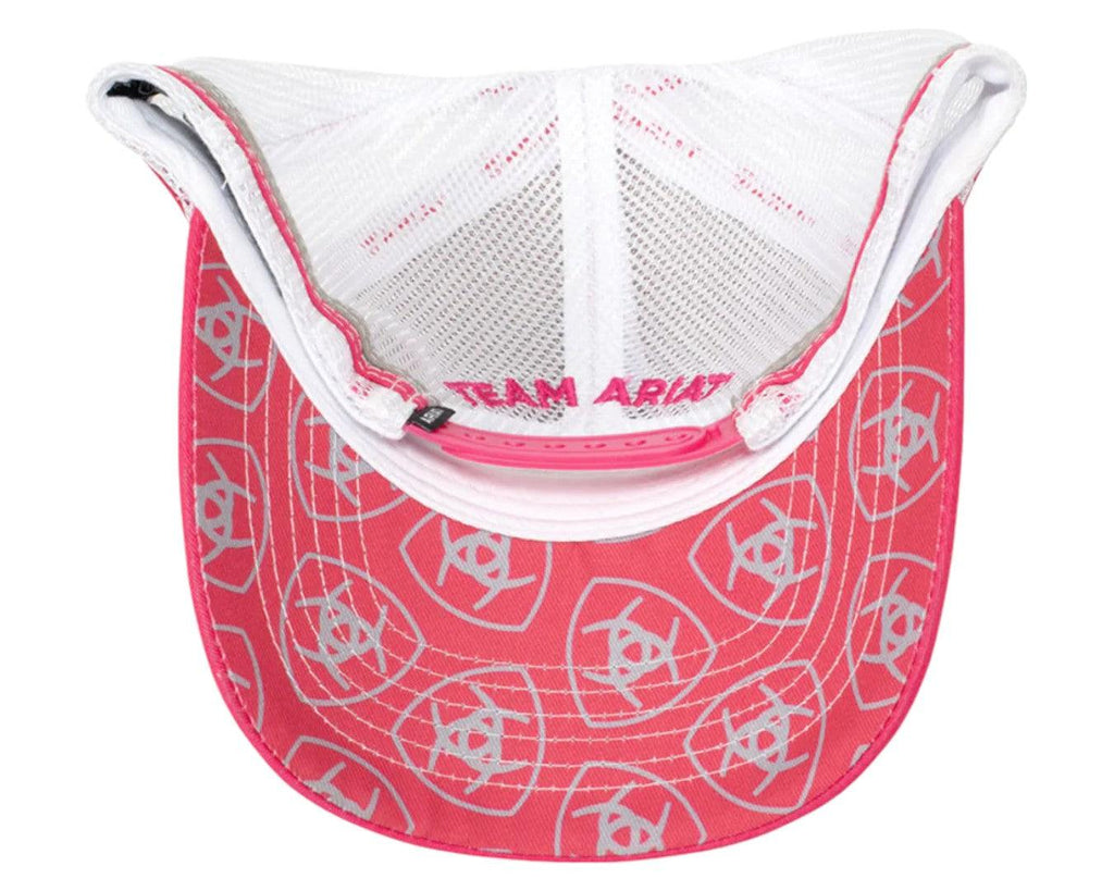 Ariat Est Patch Trucker Cap in Raspberry - Ariat Logo print under the brim