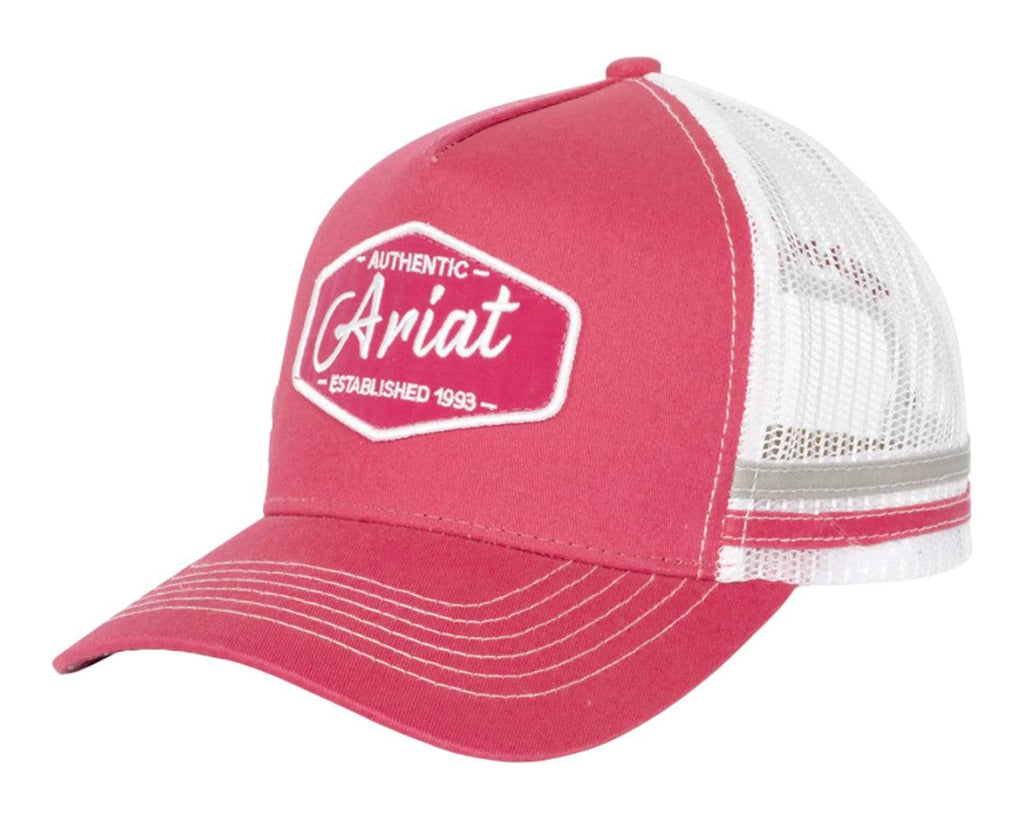 Ariat Est Patch Trucker Cap in Raspberry - Adjustable Snap Back Closure