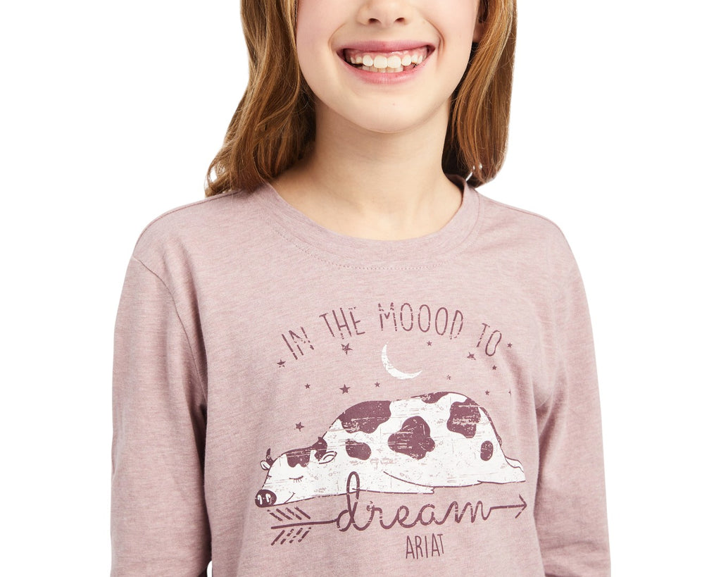 Ariat Kids REAL Dreaming Mood Shirt in Rose Pink - long sleeve shirt made from 100% cotton