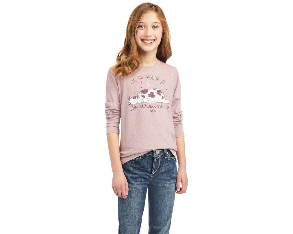 Ariat Kids REAL Dreaming Mood Shirt in Rose Pink - big dreamers will love this clever tee