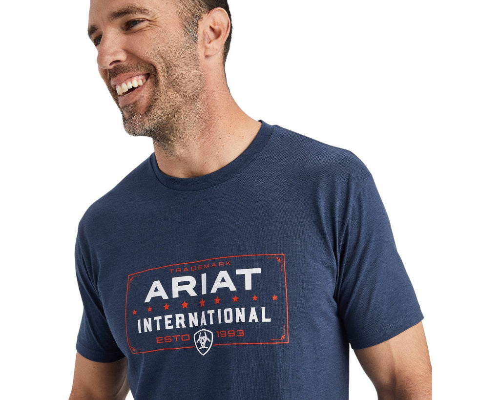 Ariat Western Lock Up Tee in Navy - this shirt is expertly crafted with a comfortable and stylish finish