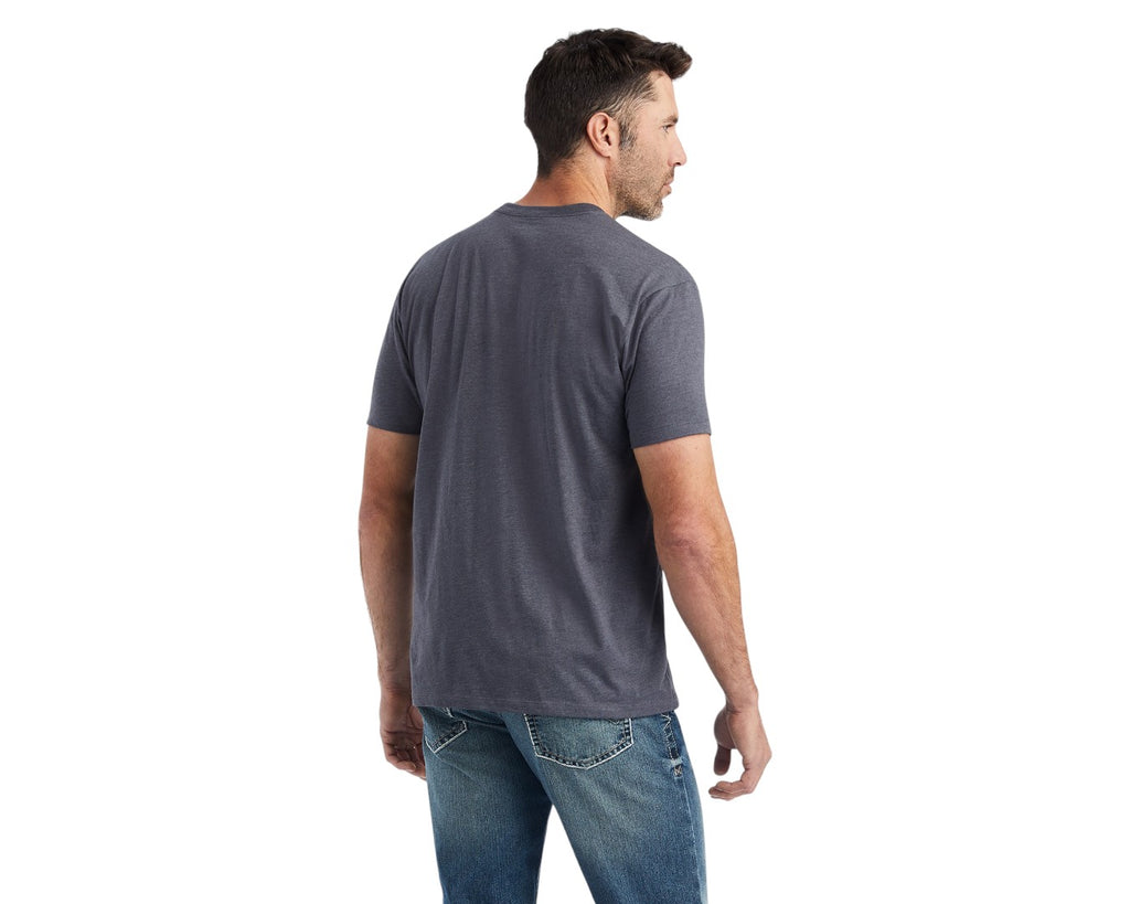 Ariat Western Lock Up Tee in Grey - versatile as a plain T-shirt but gets a pop of style from the eye-catching graphic
