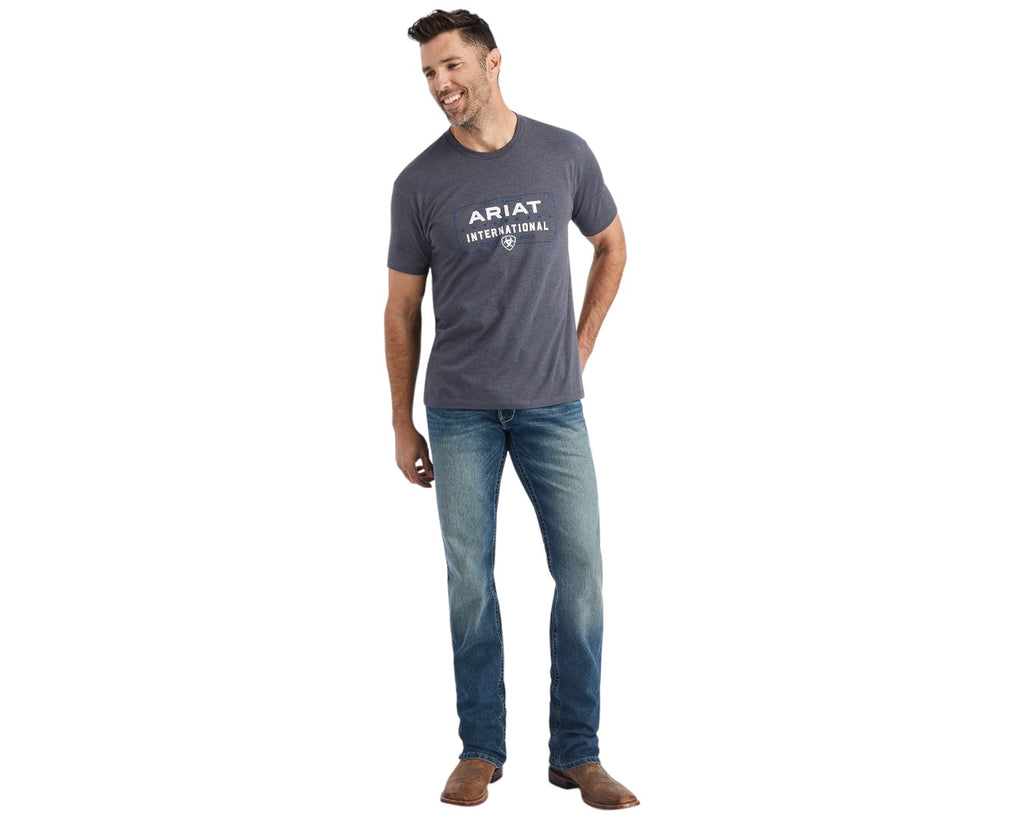 Ariat Western Lock Up Tee in Grey - made of 4.3 oz cotton/polyester blend