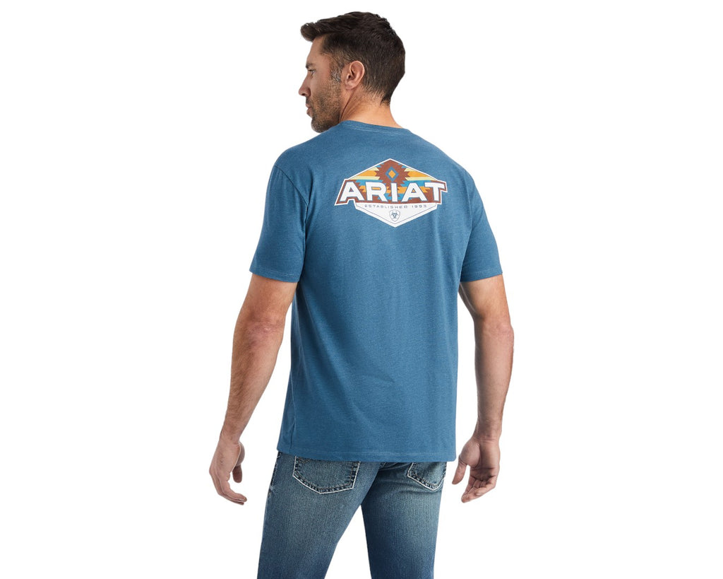 Ariat Hexafill Tee in Blue Heather - with a Southwestern-inspired Ariat logo, it'll be a staple in your T-shirt drawer