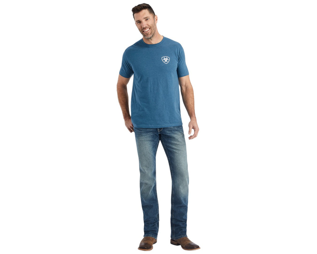 Ariat Hexafill Tee in Blue Heather - 4.3 oz cotton/polyester blend