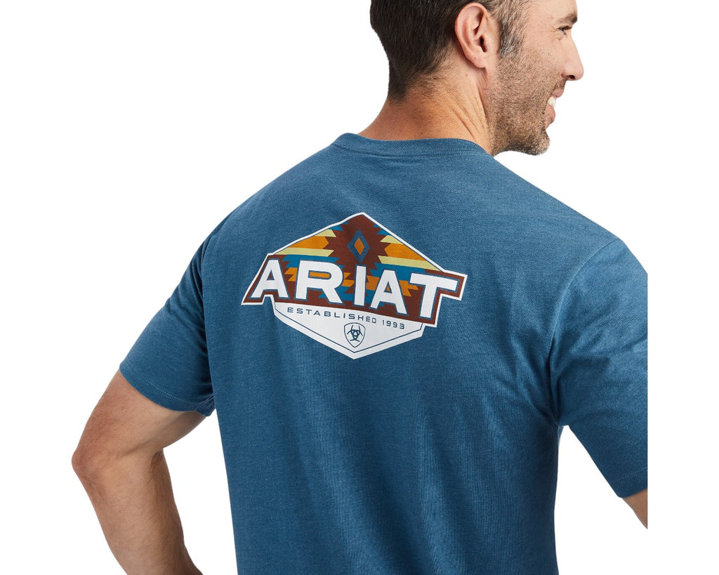 Ariat Hexafill Tee in Blue Heather - this southern western inspired t-shirt is expertly crafted making it an essential addition to any everyday wardrobe
