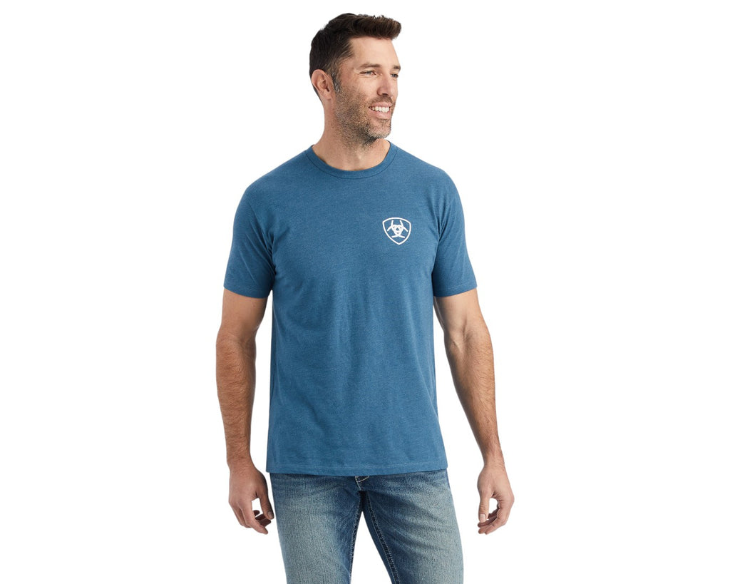 Ariat Hexafill Tee in Blue Heather - soft, fits-just-right tee that only gets better with wear