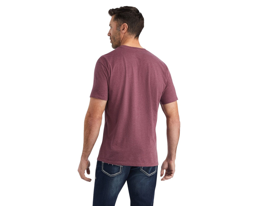 Ariat Octane Stack Tee in Burgundy - featuring a retro-looking Ariat logo across the front, it's sure to become a staple in your T-shirt drawer
