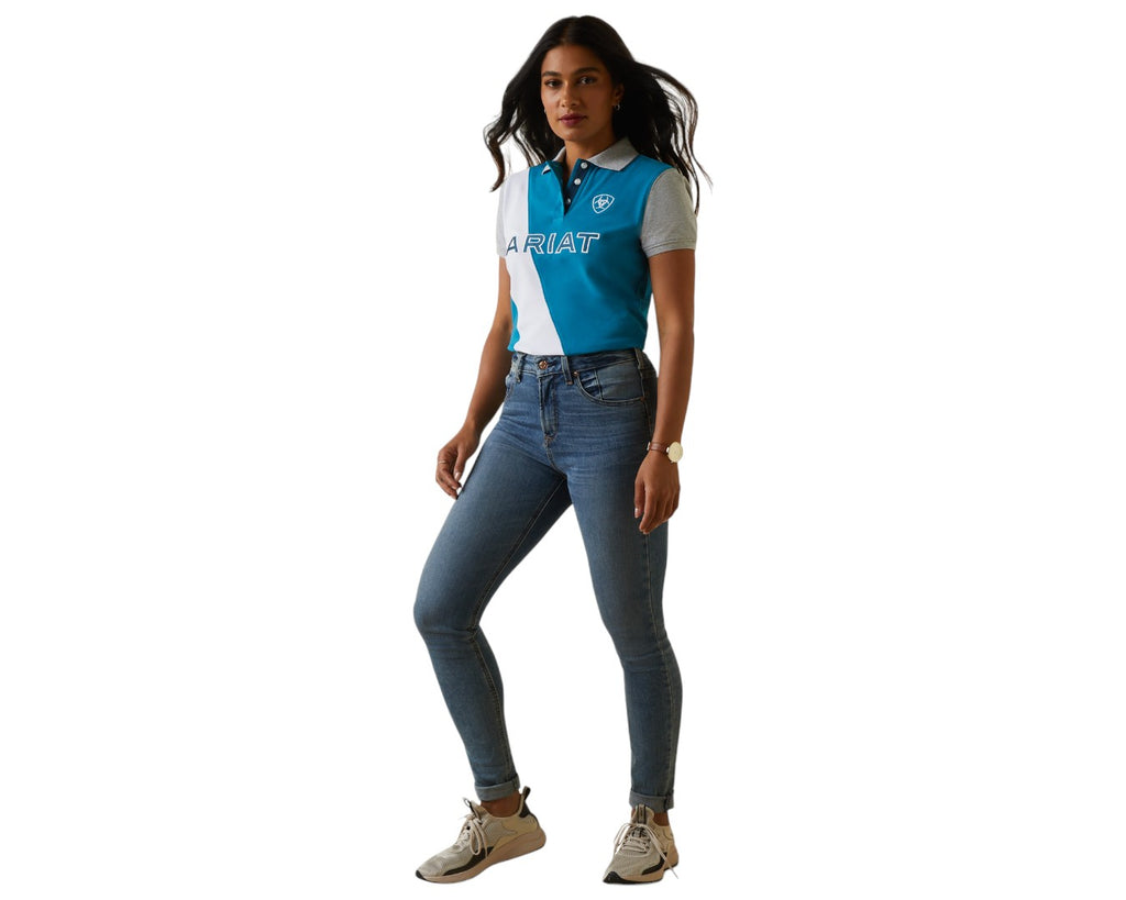 Ariat Taryn Polo in Mosaic Blue - Moisture Movement Technology™ keeps you drier