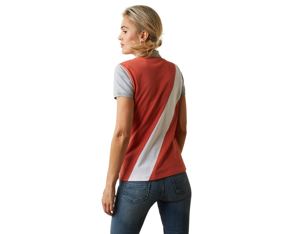Ariat Taryn Polo in Burnt Sienna - Moisture wicking jersey keeps you dry and comfy