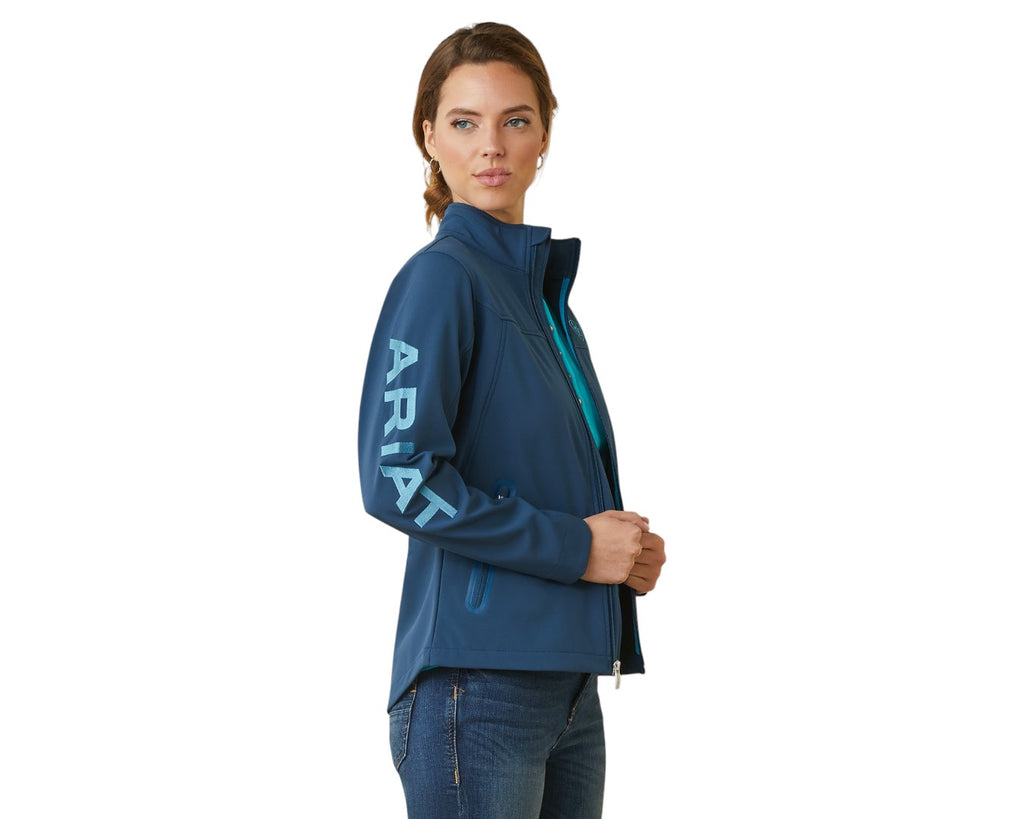 Ariat New Team Softshell Jacket in Deep Petroleum - An enduring favorite among equestrians for its versatility and classic design, this jacket is equally suited to a cool afternoon’s ride and grabbing a bite with friends after