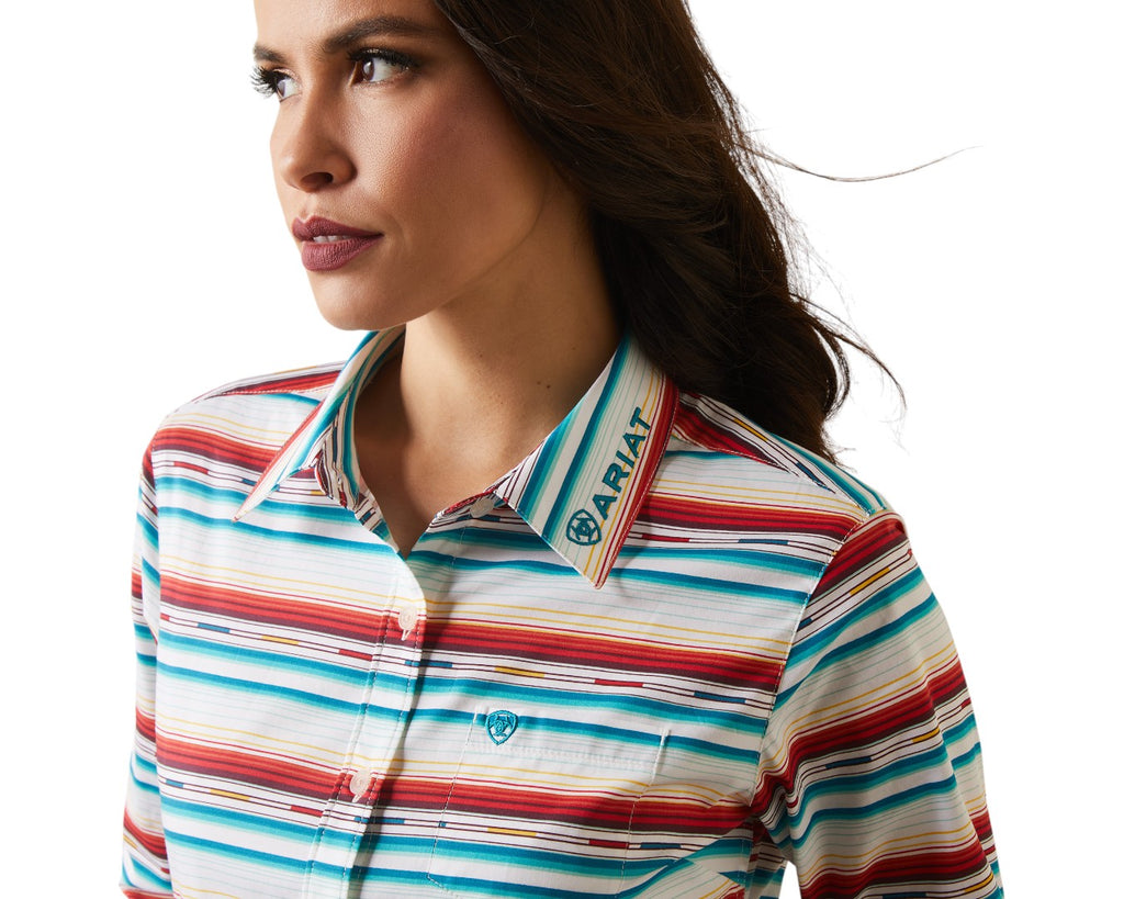 Ariat Team Kirby Stretch Shirt in Rosa Serape - featuring a Single chest pocket, taped placket and neck seam