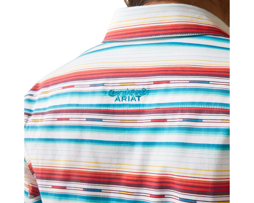 Ariat Team Kirby Stretch Shirt in Rosa Serape - Embroidered Ariat arm logo made of 97% cotton, 3% spandex