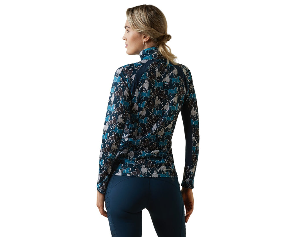 Ariat Ladies Sunstopper in Mosaic Blue - Same great performance features but now with a raglan-cut sleeve for a flattering fit and breathable tech mesh paneling in all the places you need it most