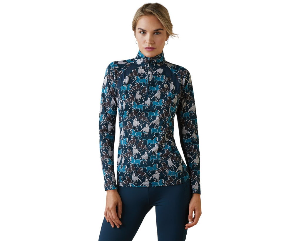 Ariat Ladies Sunstopper in Mosaic Blue - Our popular Sunstopper base layer is back and better than ever with updated styling and exciting new colors