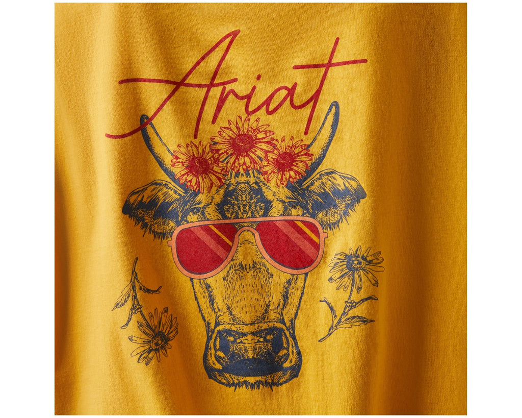 Ariat Real Cool Cow Tee in Yolk Yellow