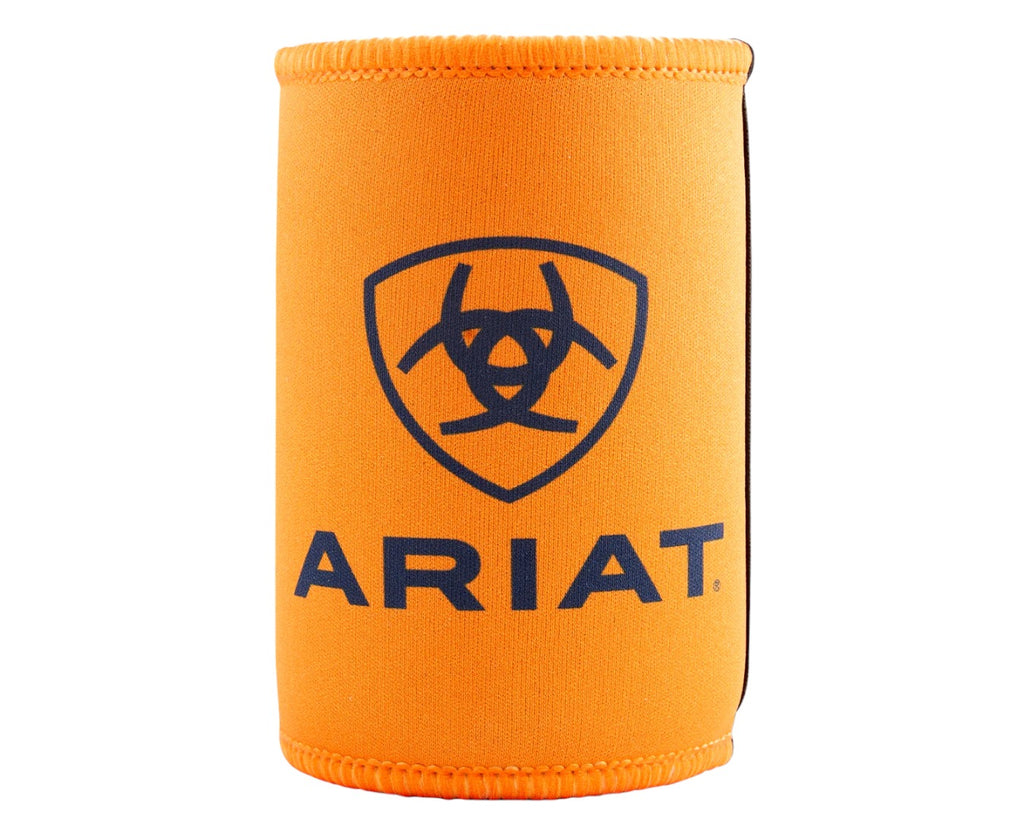 Ariat Stubby Cooler in an Orange colour with Navy Ariat logo