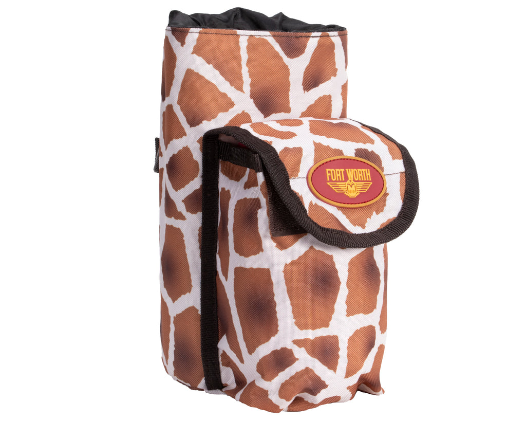 Fort Worth Water Bottle Saddle Bag with Extra Pouch Giraffe Print