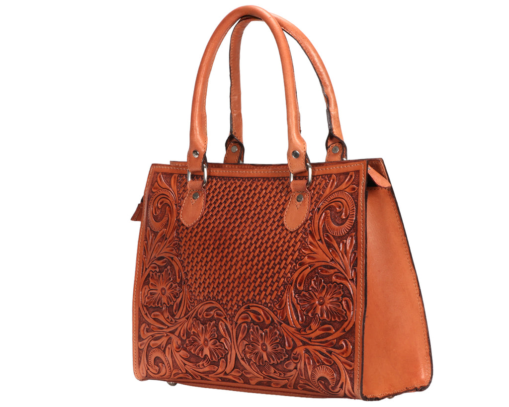 Fort Worth Tooled Handbag - high-end leather handbag is no exception with beautiful hand tooling and detailed carving