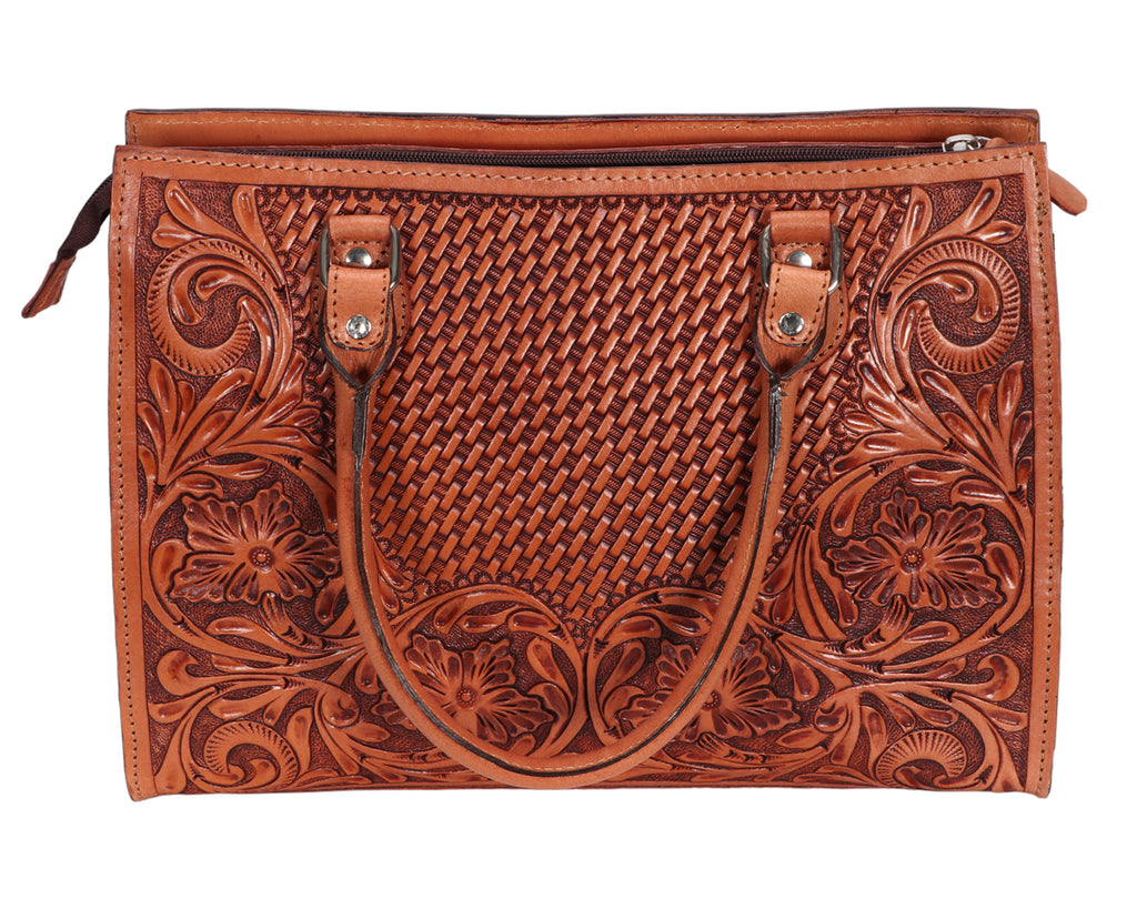 Fort Worth Tooled Handbag - 35cm width x 26cm height x 9cm depth