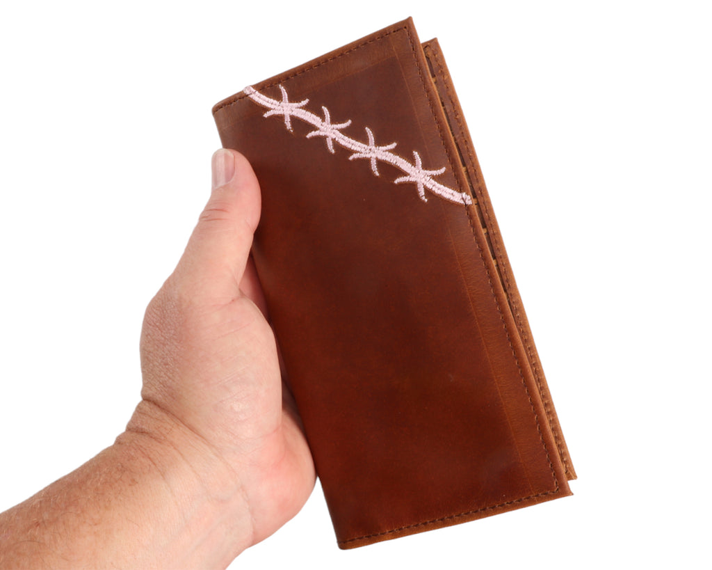 Fort Worth Rodeo Wallet with Pink Barbed Wire Design - high-quality leather material ensures durability and longevity, making it a practical choice for everyday use