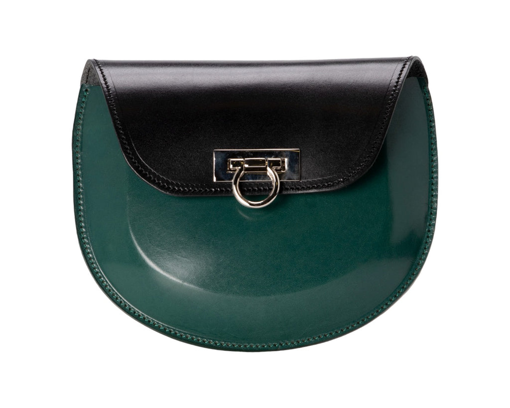 Helene de Rivel Leather Handbag Etoile in Blue Green / Black